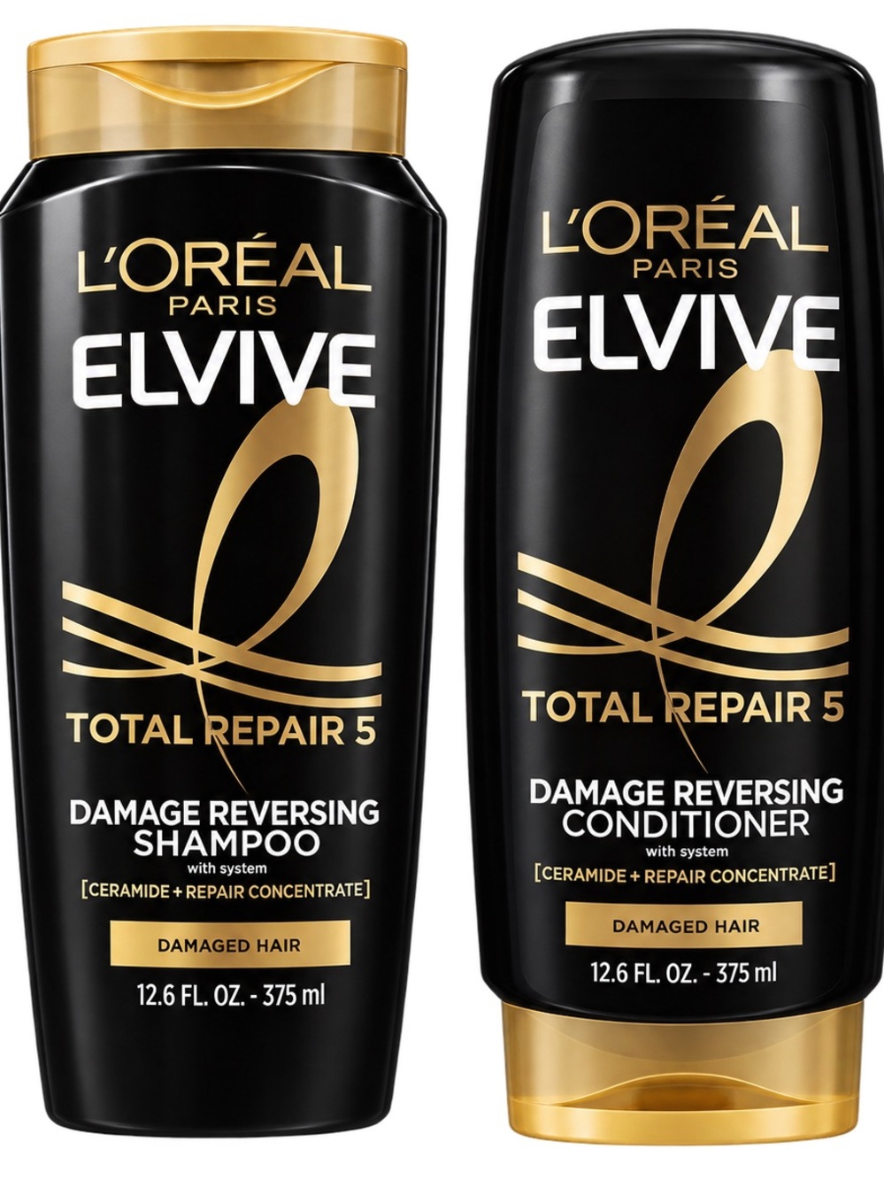 Elvive Total Repair 5 Damage Reversing Shampoo & Conditioner - Black/Gold
